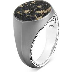 Men - Signet Rings John Hardy Classic Chain Signet Ring - Silver/Gold/Black