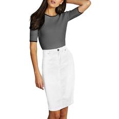Womens Super Comfy Stretch Denim Skirt SKS19411 White