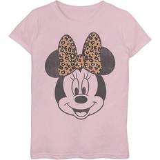 Disney Girls 7-16 Minnie Mouse Leapord Print Bow Portrait Graphic Tee, Girl's, Medium, Pink