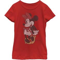 Disney Girl's Mickey & Friends Faded Retro Minnie Child T-Shirt Red