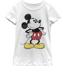 Disney Characters Classic Vintage Mickey Girl's Solid Crew Tee, White