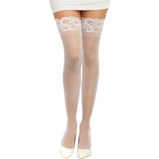 Dame - Hvite Strømpebukser & Stay-ups Dreamgirl Sheer Lace Thigh High One White out of stock