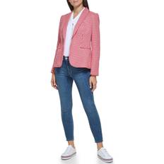 Tommy Hilfiger Red Blazers Tommy Hilfiger Women's Houndstooth Peak-Lapel Blazer Scarlet/Ivory