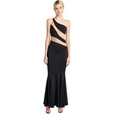 Norma Kamali Mesh-paneled jersey gown black