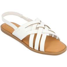 Journee Collection Womens Merrin Flat Sandals, Medium, White White