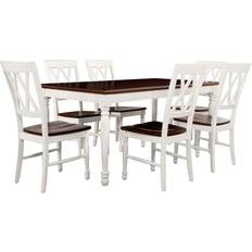 Rectangle - White Dining Sets Crosley Furniture Shelby Distressed White Dining Set 36x65.2" 7