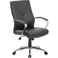 Adjustable Seat - Armrests Chairs Boss Office Products Contemporary Executive Black Office Chair 44"