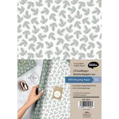 Geschenkpapier Set Weihnachten: grün-weiße Tannenzweige