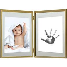 Hand & Footprints Pearhead Babyprint Keepsake Frame, Tabletop Gender-Neutral Baby Handprint or Footprint Frame, Gold