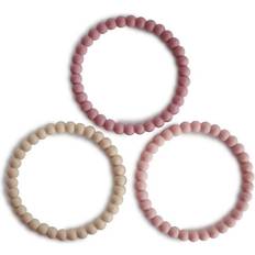 Mushie Silikonbeißring Armband Linen/Peony/Pale Pink