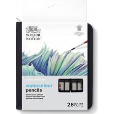 Winsor & Newton Aquarellstifte Winsor & Newton 2090005 26-teiliges Geschenkset zum Skizzieren, Illustieren, Zeichnen für Künstler mit 24 Aquarellstiften 1 Skizzenstift in HB und 1 Pinsel