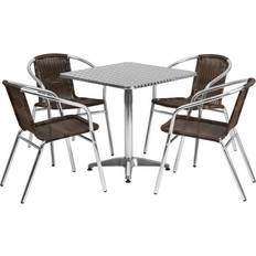 Bistro Sets Flash Furniture TLH-ALUM-28SQ-020CHR4-GG 27.5''