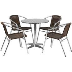 Aluminum Patio Dining Sets Flash Furniture TLHALUM Collection TLH-ALUM-28RD-020CHR4-GG