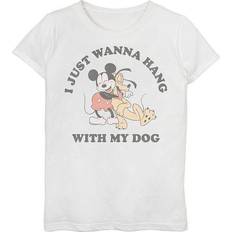 Disney Girl Mickey & Friends Just Wanna Hang with my Dog Pluto Graphic Tee White