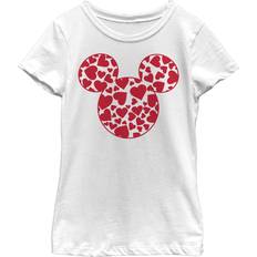 Fifth Sun Girl's Mickey & Friends Mickey Mouse Logo Filled With Hearts Child T-Shirt White