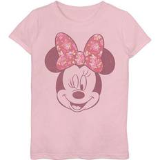 Disney Girl Mickey & Friends Rose Bow Minnie Graphic Tee Light Pink