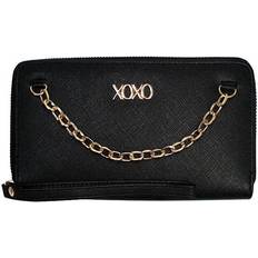 XOXO Women's Small Black Graffeti Print Saffiano Leather Zip