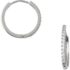 Orelia Pave Mid-Sized Huggie Hoop Earrings - Silver