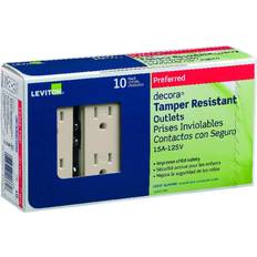 Electrical Outlets Leviton Decora 15 Amp Tamper-Resistant Duplex Outlet, Light Almond (10-Pack)