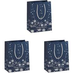 Sigel 3 Geschenktaschen Silver Snowflakes Motiv 17,5 x 23,0 cm