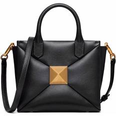 Valentino One Stud Small Leather Tote Black
