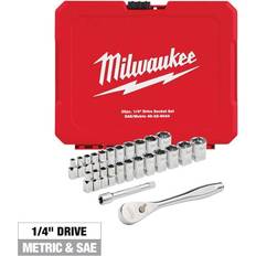 Milwaukee 1/4 Drive SAE/Metric Ratchet Mechanics Tool 25-Piece