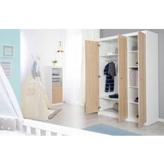 Weiß Garderoben Roba Kleiderschrank 'Gabriella', Schrank Babyzimmer, 3 Türen, 2 Kleiderstangen; Kinderzimmer