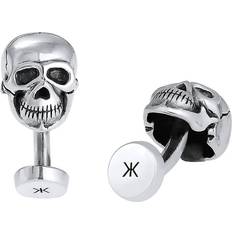 Damen Manschettenknöpfe Manschettenknopf Totenkopf Symbol Oxidiert Massiv Cool 925 Silber Kuzzoi Silber 1011016141