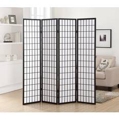 Black Room Dividers Roundhill Furniture Hoceima Oriental Shoji 4-panel Room Divider