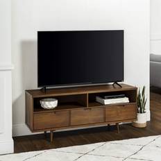 Brown Benches Walker Edison 3-Drawer Mid TV Bench