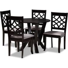 Baxton Studio Alisa Grey/Dark Brown Dining Set 35.4x35.4" 5