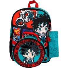 5 Piece My Hero Academia Backpack Black/Green/Red One-Size