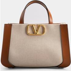 Valentino VLOGO Signature Small Canvas Tote Bag BEIGESELLERIA