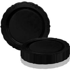 Smarty 7.5 Black Vintage Round Disposable Plastic Salad Plates 120ct