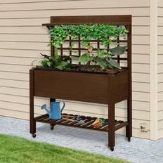 Planter box with trellis OutSunny 41" Raised Garden Bed