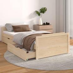 vidaXL brown Solid Wood Pine Bed Frame Sängram