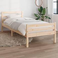 vidaXL brown, 90 Solid Wood Bed Frame Sängram