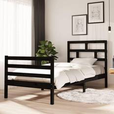 vidaXL black, 90 Solid Pine Bed Frame Bed Base Sängram