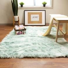 Blue Sheepskin Super Area Rugs Serene White, Black, Pink, Blue, Green, Gray, Brown 60x84"