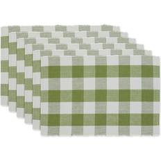 Green Place Mats DII Buffalo Check Ribbed 6ct. Place Mat Green, White (48.26x)
