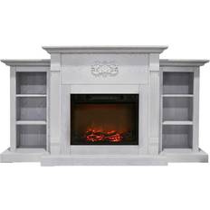 Cambridge Fireplaces Cambridge Sanoma 72 in. Electric Fireplace in White with Built-in Bookshelves and a 1500-Watt Charred Log Insert