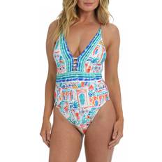 La Blanca Plunge Neck One-Piece Swimsuit