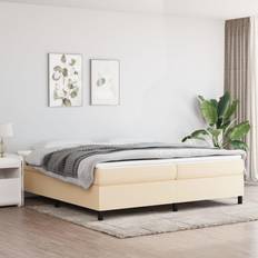 200 cm Rahmenbetten vidaXL Boxspringbett Creme Stoff Creme Rahmenbett