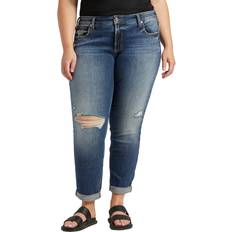 Silver Jeans Co. Plus Destructed Boyfriend Indigo 12W