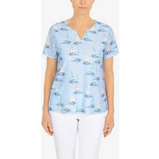 Alfred Dunner Petite Sailboat Print Top, Women's, Petite, Med Blue