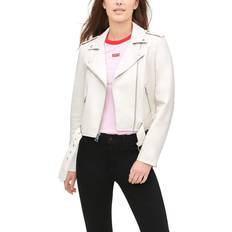 White - Women Jackets Levi's Women's Faux-Leather Moto Jacket Oyster