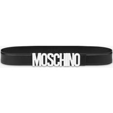 Weiß Gürtel Moschino Lettering Logo Calfskin Belt