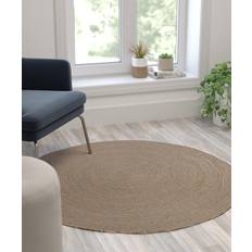Round jute rug Flash Furniture 4 Foot Round Jute Natural