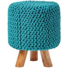 Homescapes Teal Knitted Foot Stool