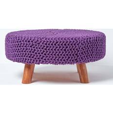 Schwarz Fußhocker Homescapes Large Knitted on Foot Stool